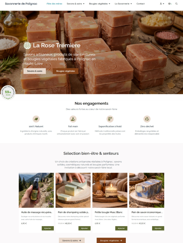 Création site web Prestashop Savonnerie de Polignac Haute-Loire